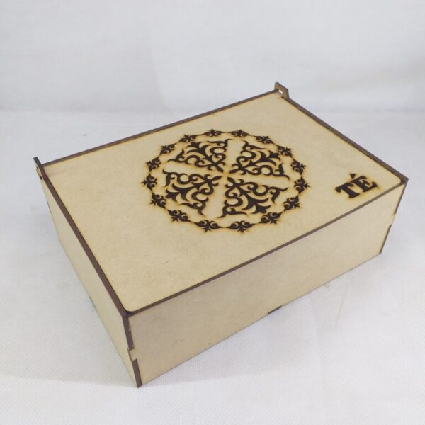 Caja para té con 6 divisorios tapa calada MODELO 2