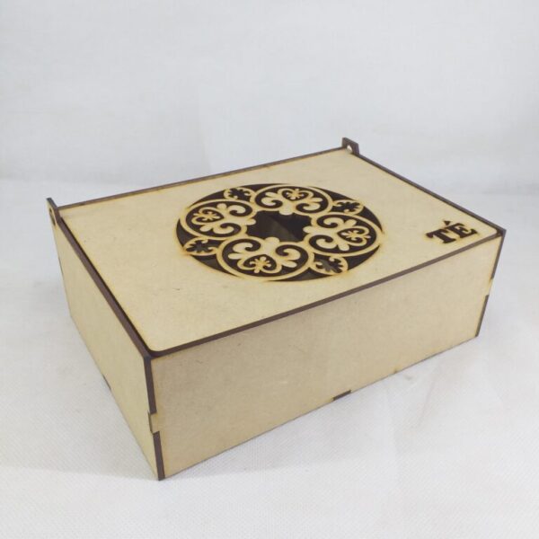 Caja para té con 6 divisorios tapa calada MODELO 1